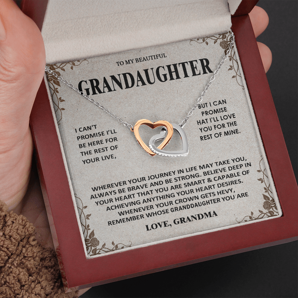 To My Beautiful Granddaughter - Love You Always And Forever - Interlocking Hearts Necklace