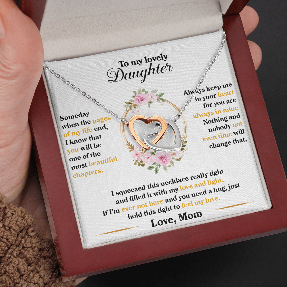 To My Lovely Daughter - Always Keep Me In Your Heart -  Interlocking Hearts Necklace