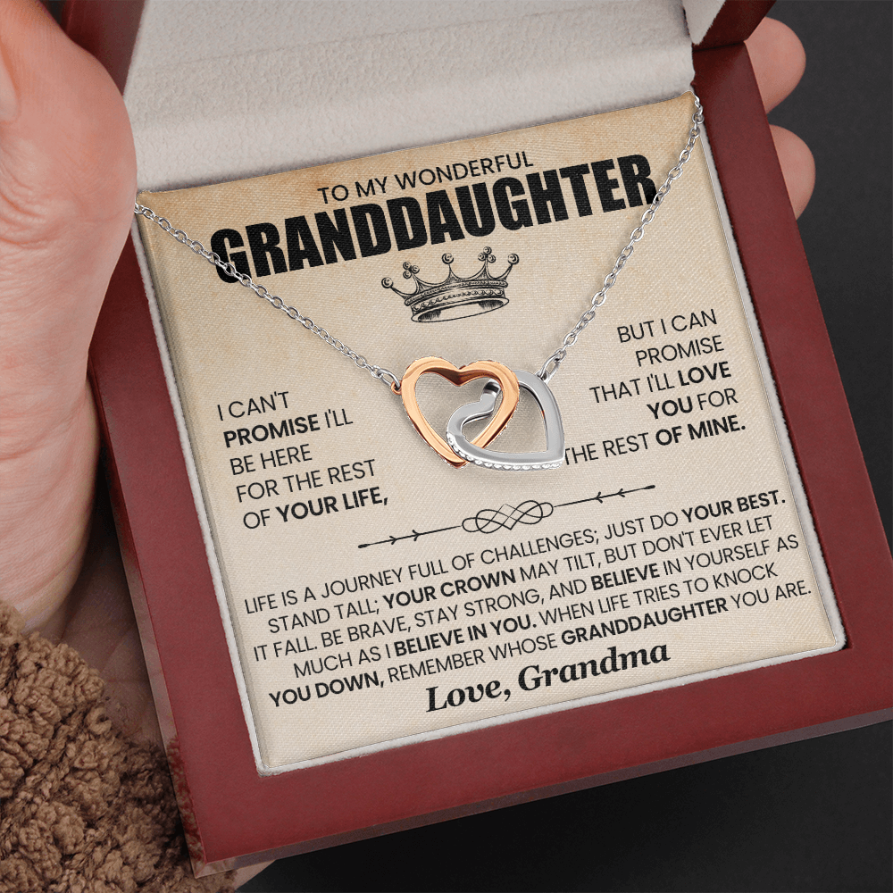 To My Wonderful Granddaughter - I Can Promise That I'll Love You For The Rest Of Mine - Interlocking Hearts Necklace