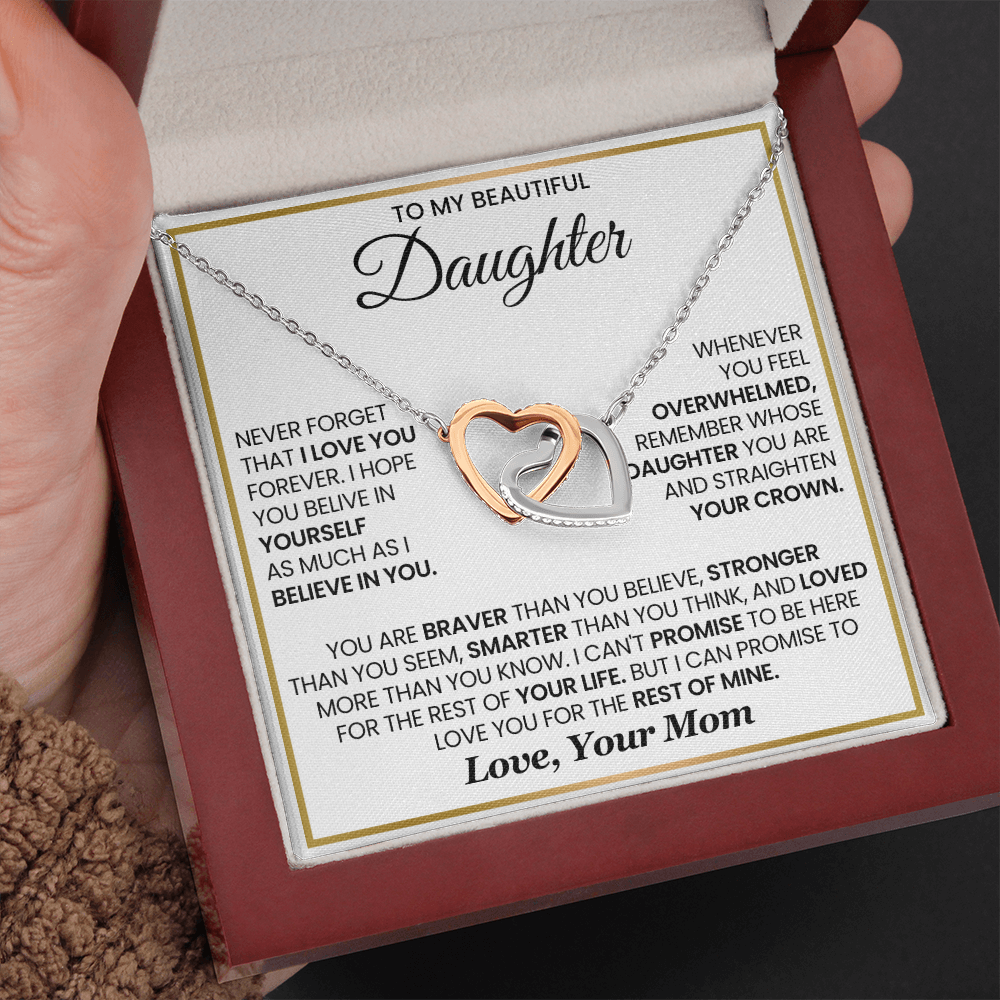 To My Daughter - I Can Promise To Love You For The Rest Of Mine - Interlocking Hearts Necklace