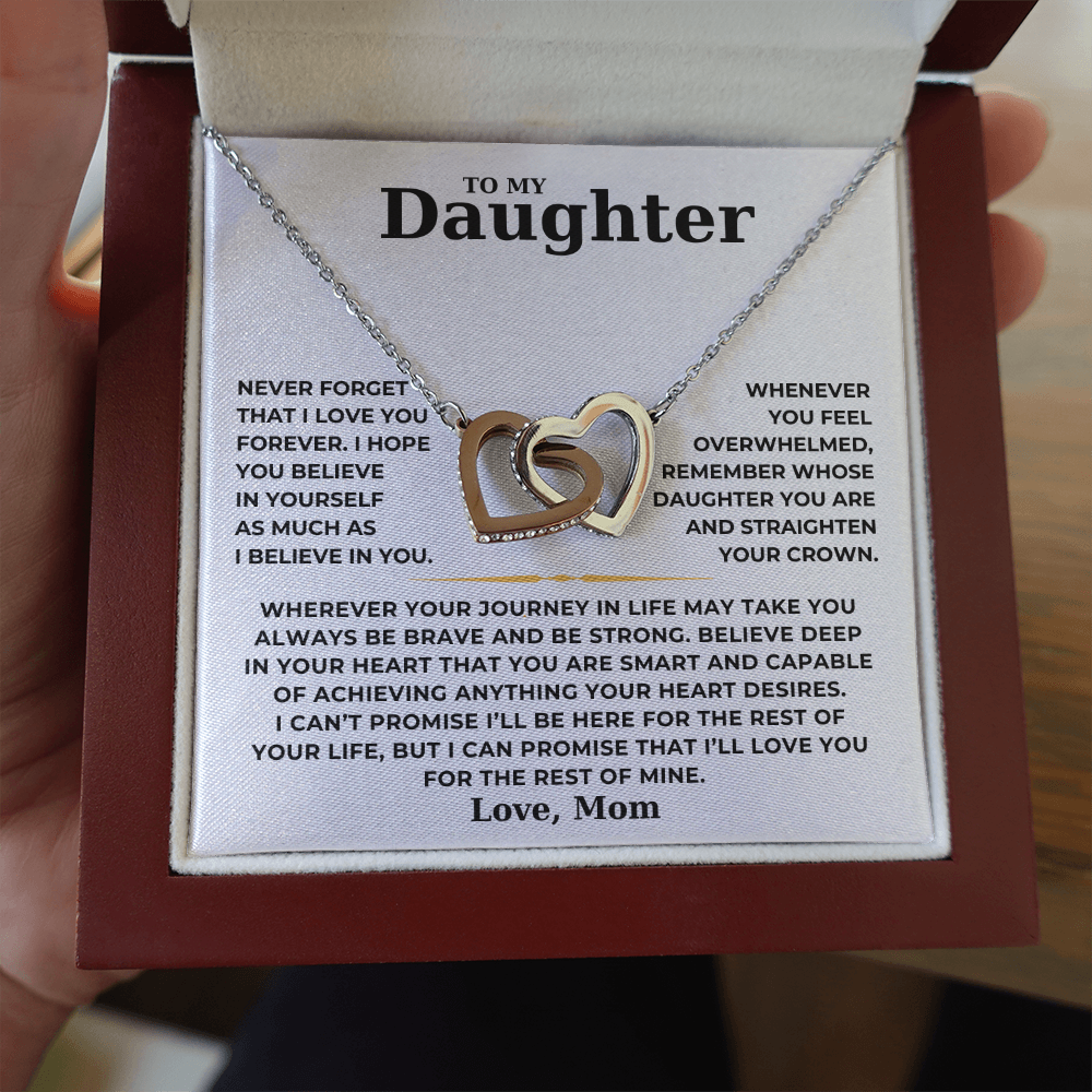 To My Daughter  - I Can Promise That I'll Love You For The Rest Of Mine - Interlocking Hearts Necklace