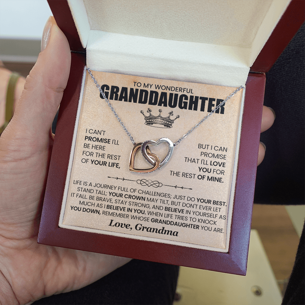 To My Wonderful Granddaughter - I Can Promise That I'll Love You For The Rest Of Mine - Interlocking Hearts Necklace