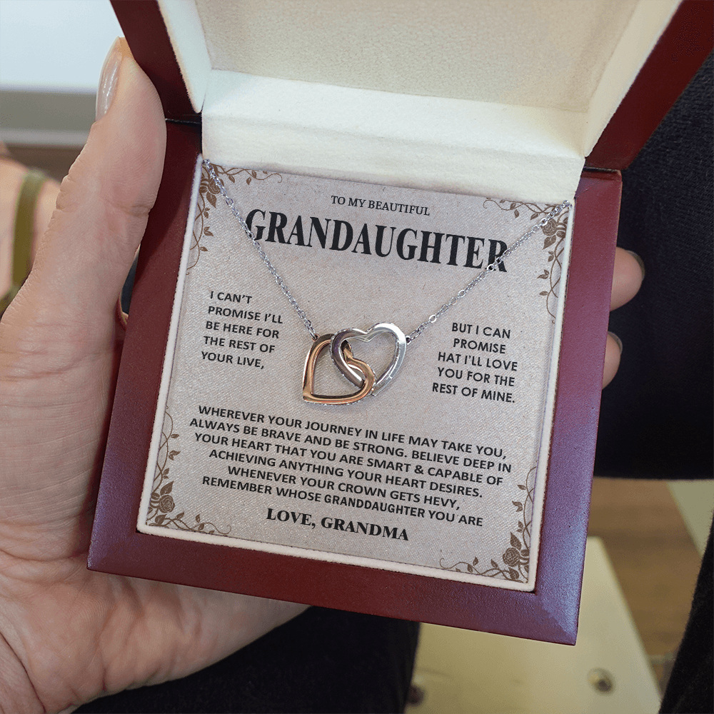 To My Beautiful Granddaughter - Love You Always And Forever - Interlocking Hearts Necklace