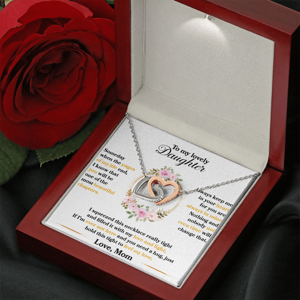 To My Lovely Daughter - Always Keep Me In Your Heart -  Interlocking Hearts Necklace