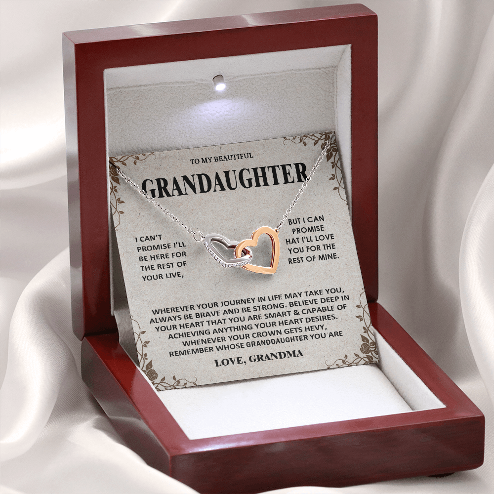 To My Beautiful Granddaughter - Love You Always And Forever - Interlocking Hearts Necklace