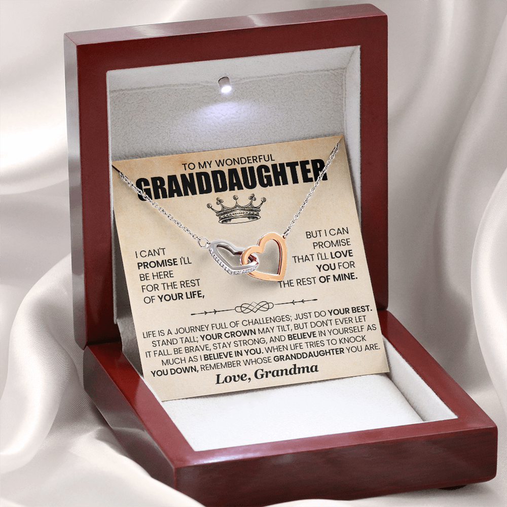To My Wonderful Granddaughter - I Can Promise That I'll Love You For The Rest Of Mine - Interlocking Hearts Necklace