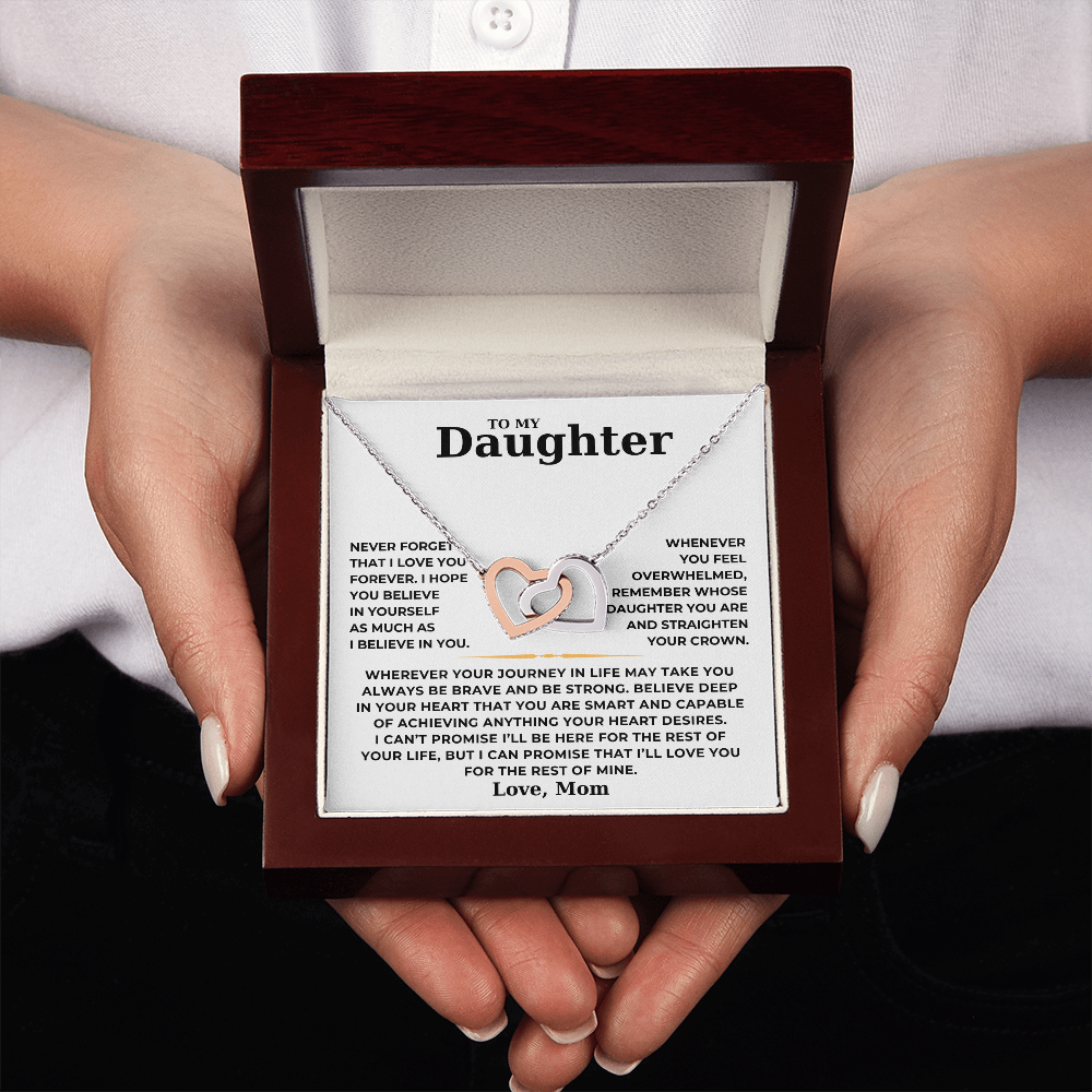 To My Daughter  - I Can Promise That I'll Love You For The Rest Of Mine - Interlocking Hearts Necklace