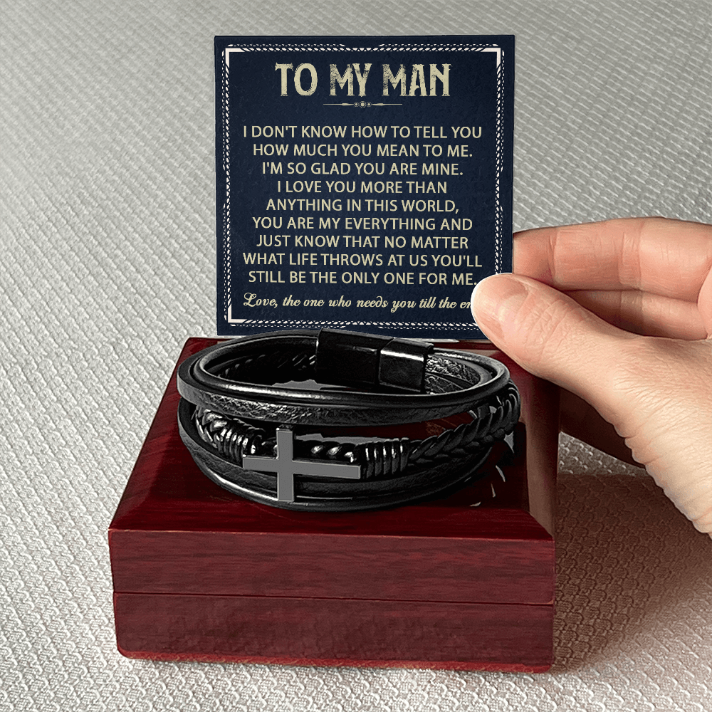 To My Man - Love, The One Who Needs You Till The End - Men's Cross Bracelet