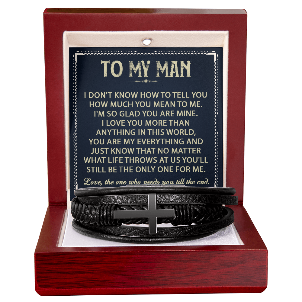 To My Man - Love, The One Who Needs You Till The End - Men's Cross Bracelet